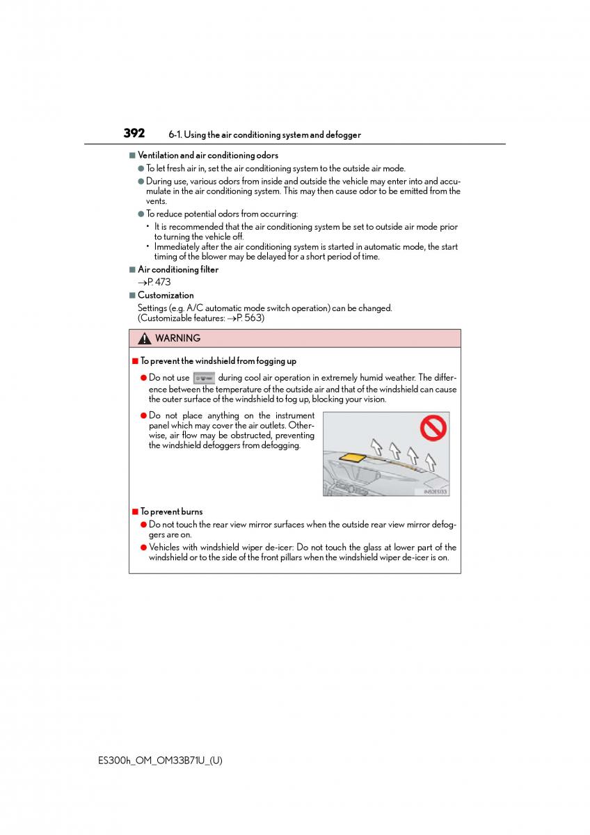 Lexus ES300h VI 6 XV60 owners manual / page 392