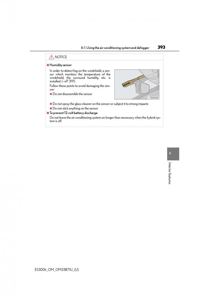 Lexus ES300h VI 6 XV60 owners manual / page 393