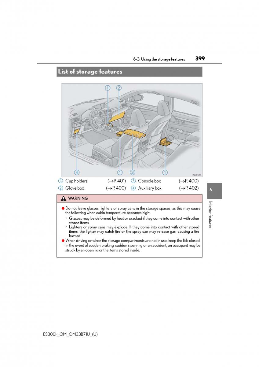 Lexus ES300h VI 6 XV60 owners manual / page 399