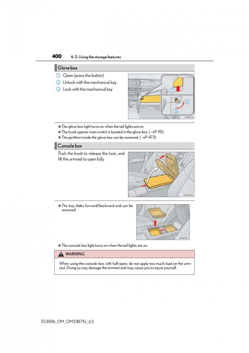 Lexus ES300h VI 6 XV60 owners manual / page 400