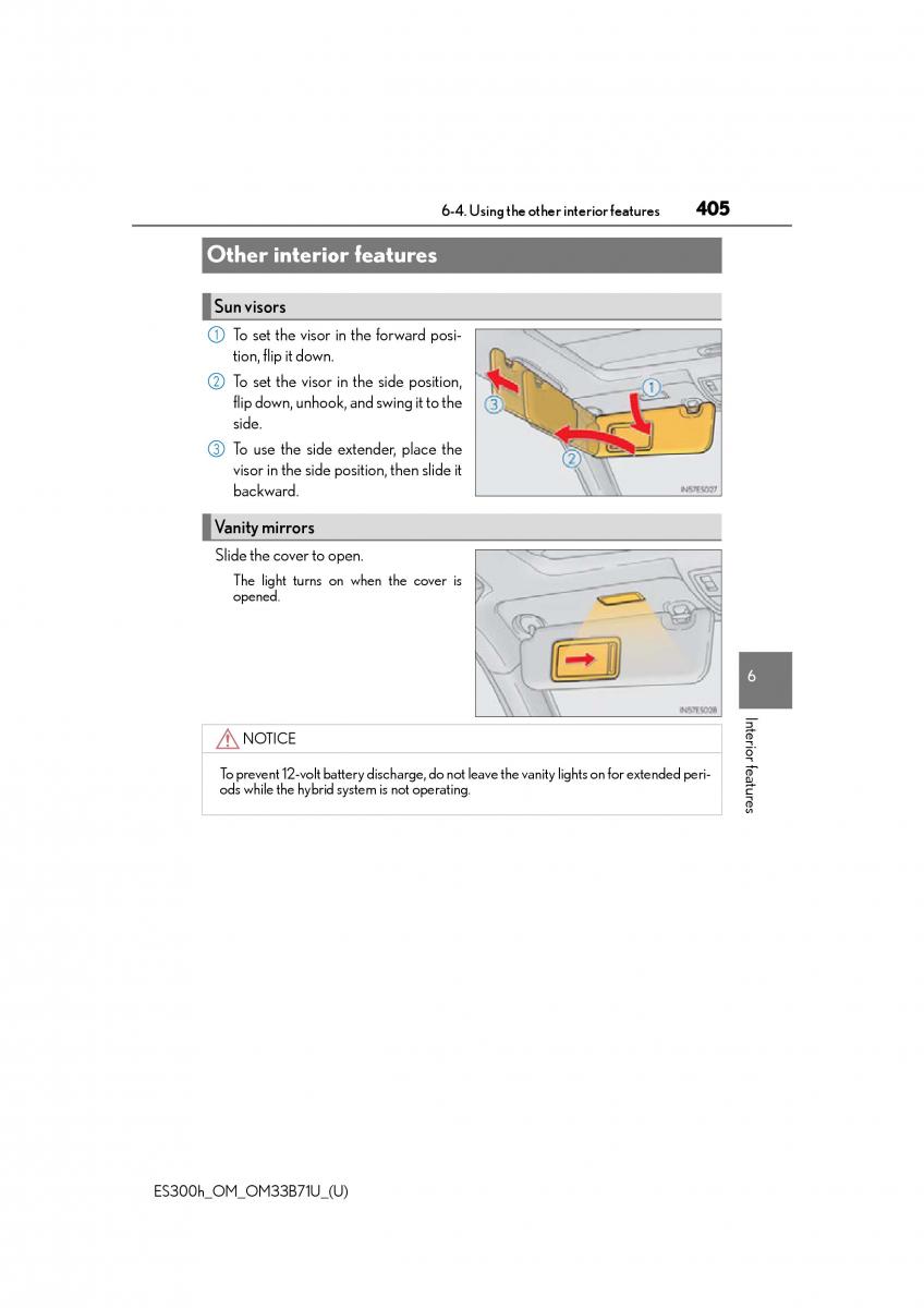 Lexus ES300h VI 6 XV60 owners manual / page 405