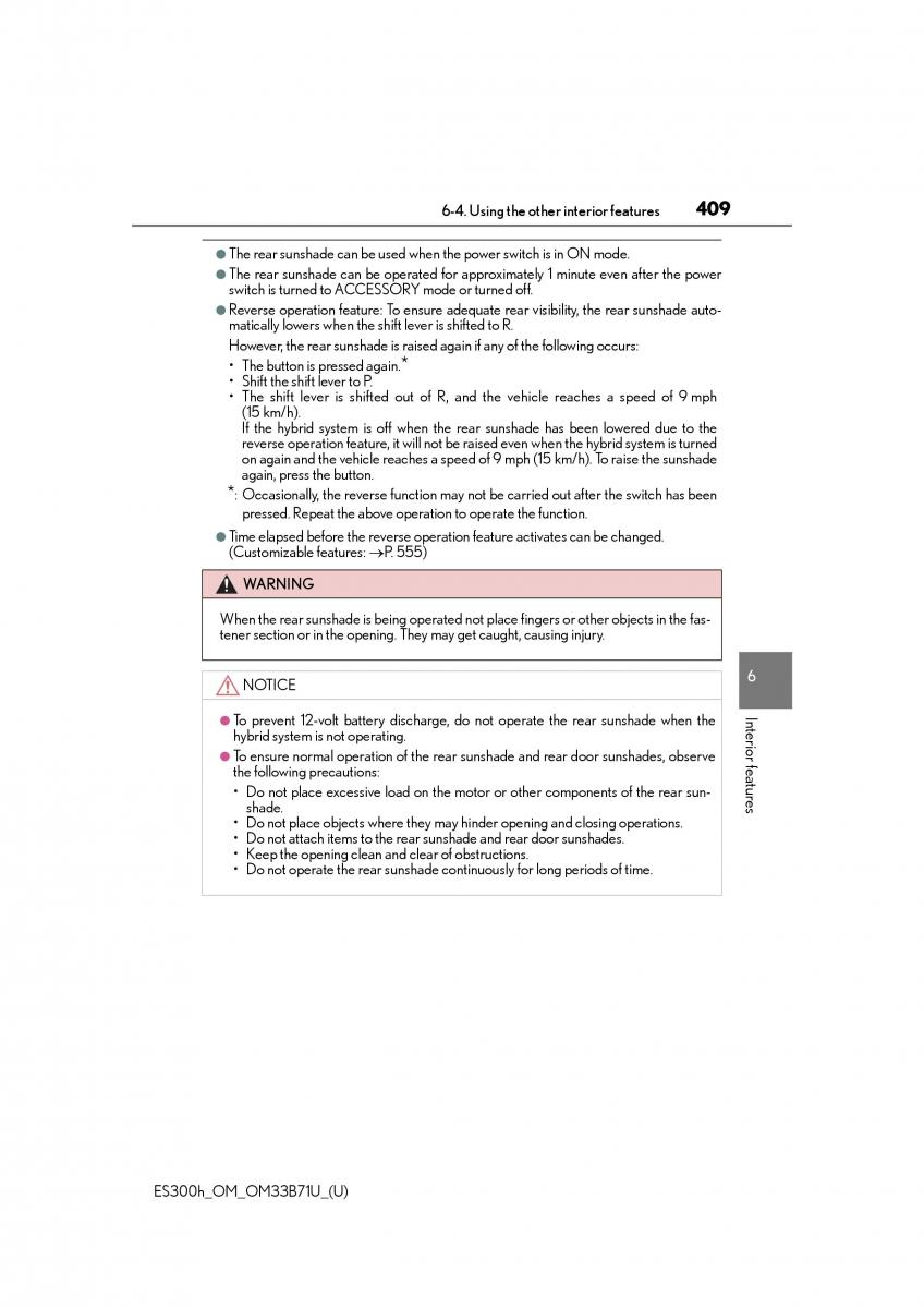 Lexus ES300h VI 6 XV60 owners manual / page 409