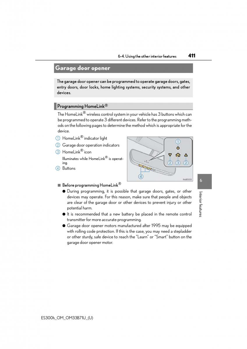 Lexus ES300h VI 6 XV60 owners manual / page 411