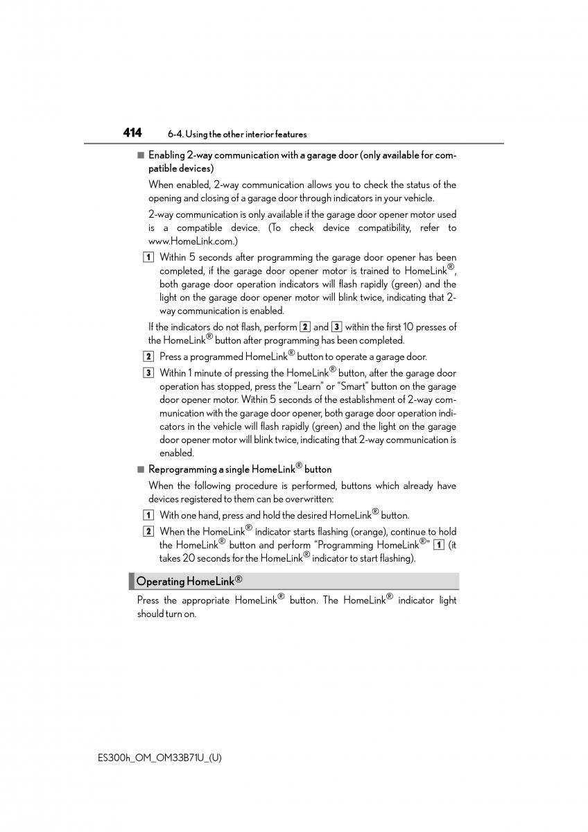 Lexus ES300h VI 6 XV60 owners manual / page 414