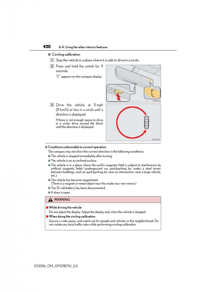 Lexus ES300h VI 6 XV60 owners manual / page 420
