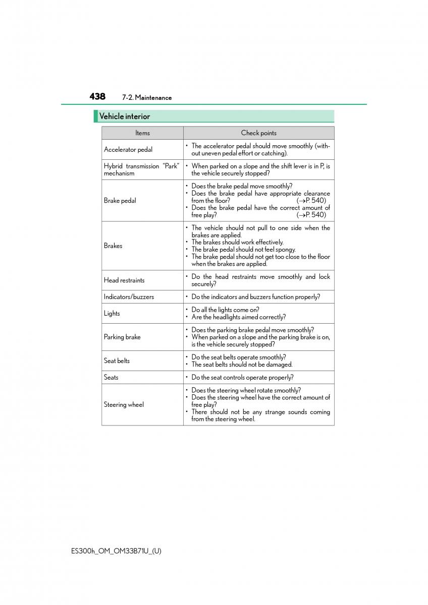 Lexus ES300h VI 6 XV60 owners manual / page 438