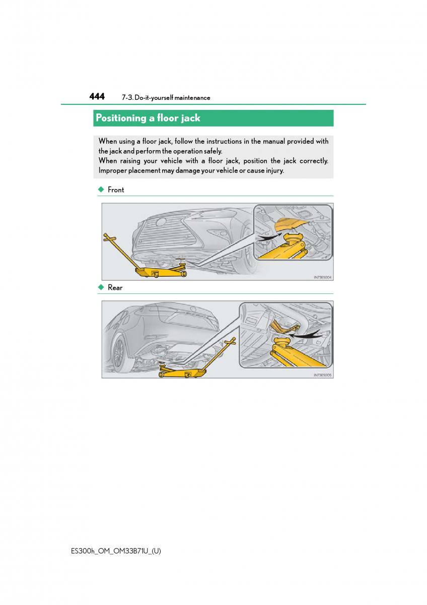 Lexus ES300h VI 6 XV60 owners manual / page 444