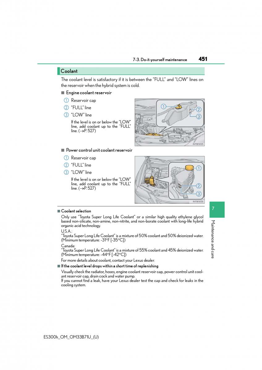 Lexus ES300h VI 6 XV60 owners manual / page 451