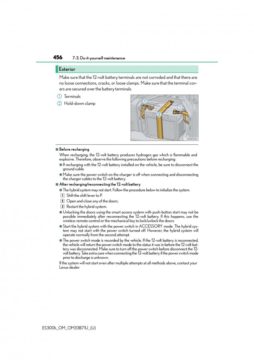 Lexus ES300h VI 6 XV60 owners manual / page 456
