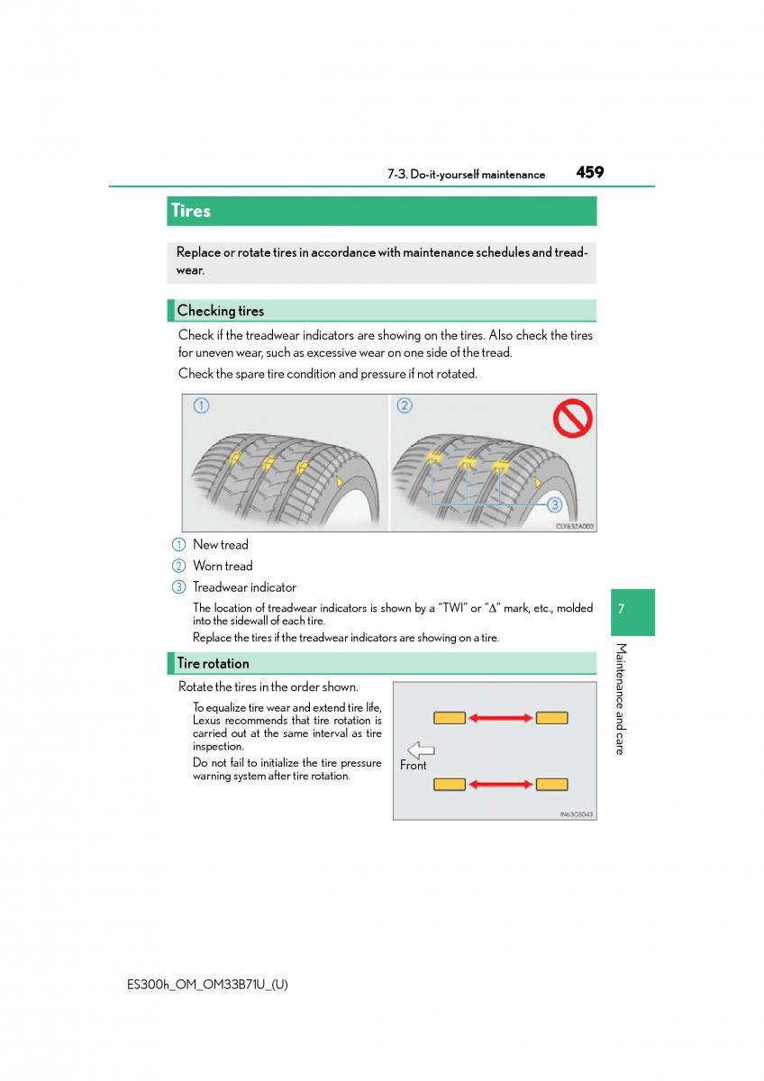 Lexus ES300h VI 6 XV60 owners manual / page 459
