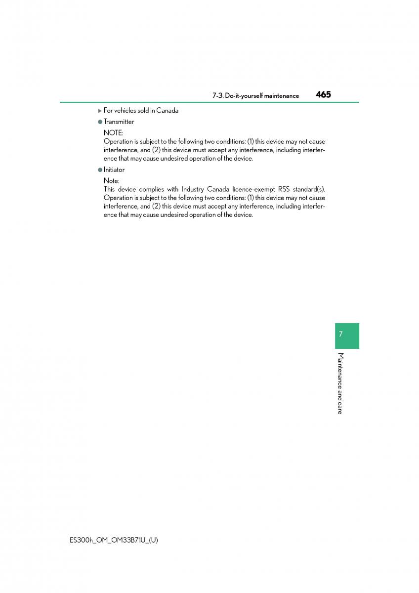 Lexus ES300h VI 6 XV60 owners manual / page 465