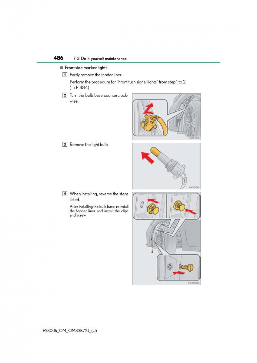 Lexus ES300h VI 6 XV60 owners manual / page 486