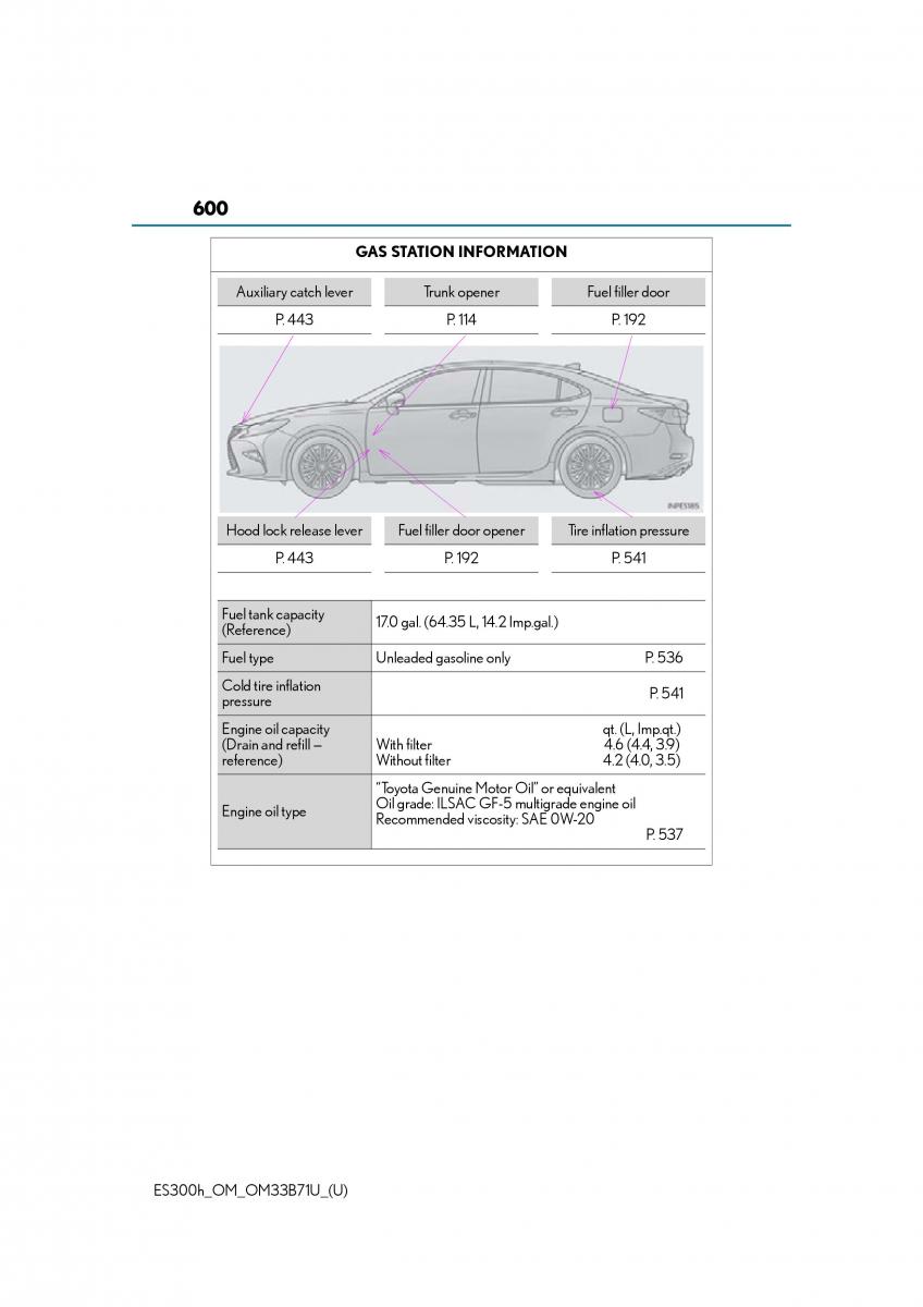 Lexus ES300h VI 6 XV60 owners manual / page 600