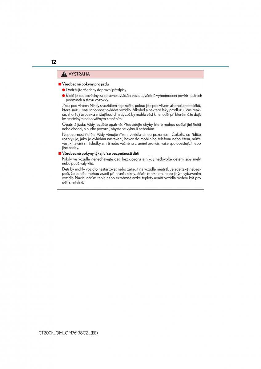 manual  Lexus CT200h navod k obsludze / page 12