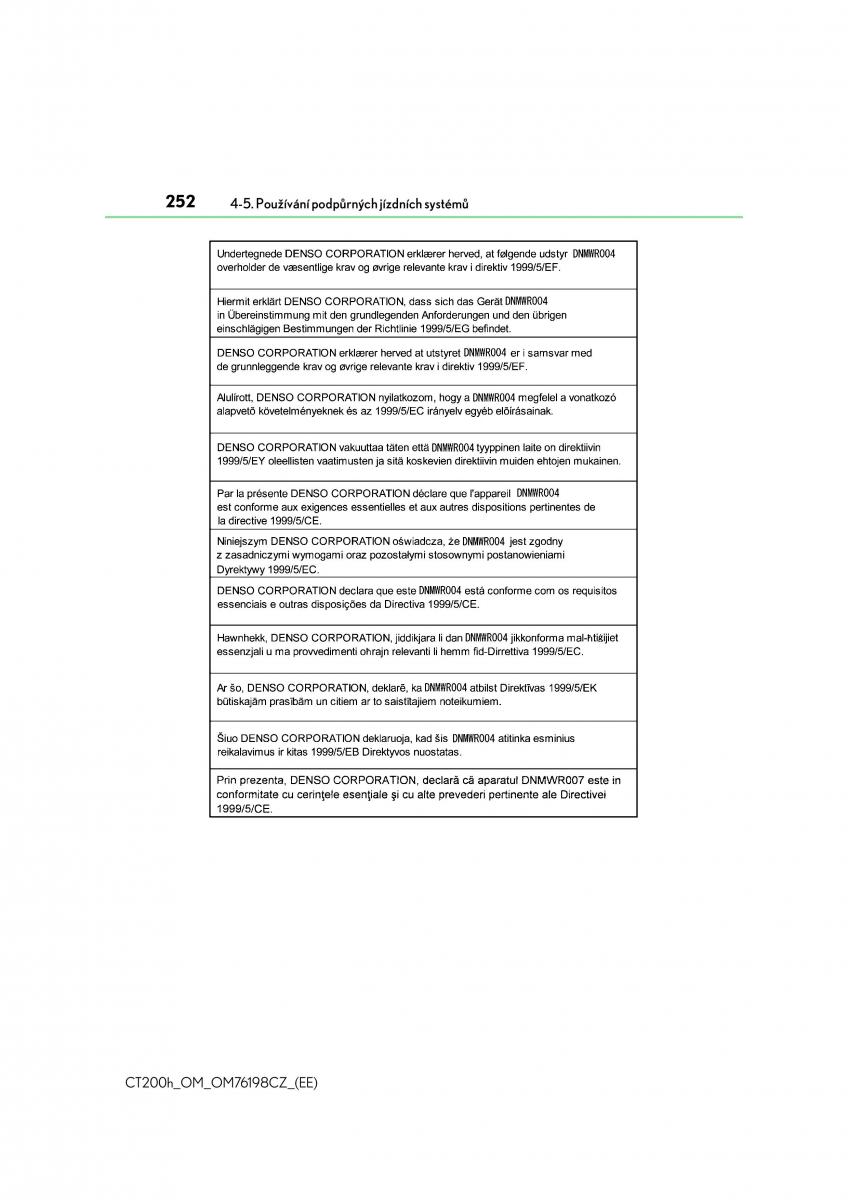 Lexus CT200h navod k obsludze / page 252