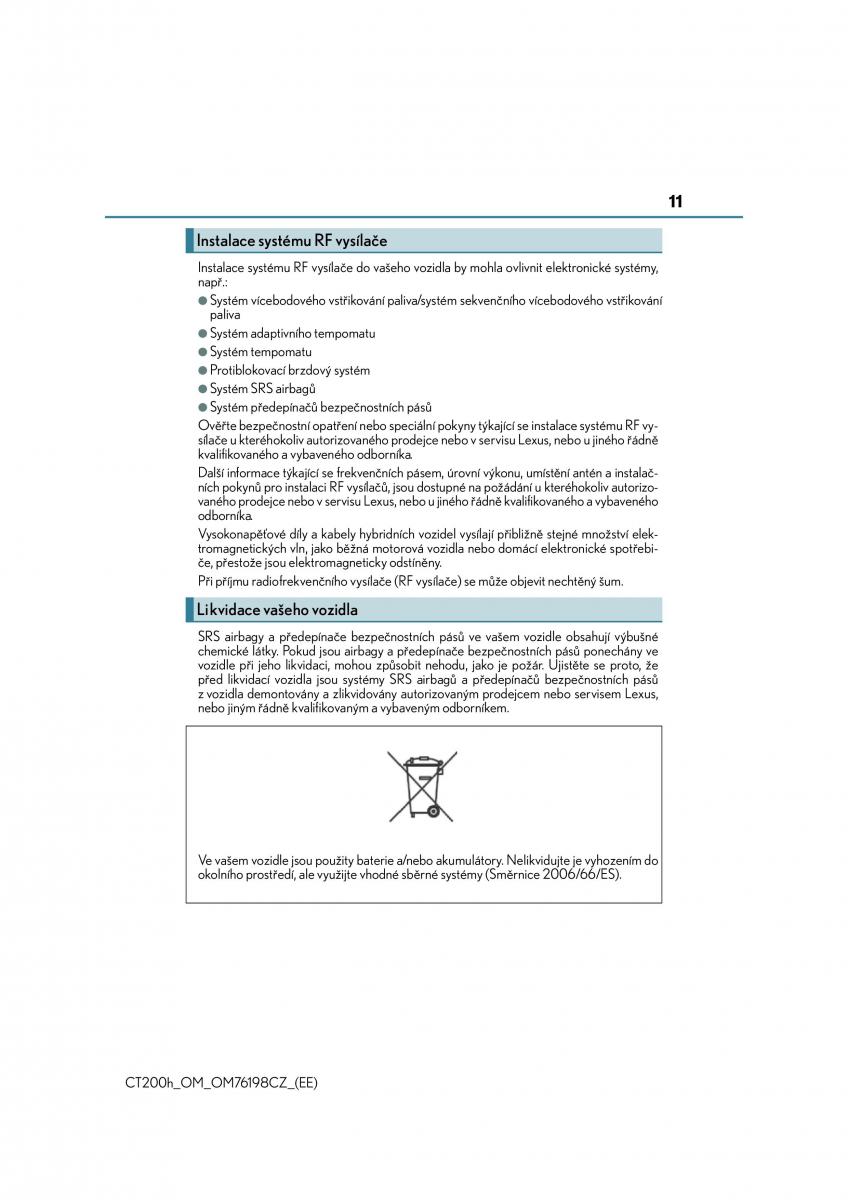 manual  Lexus CT200h navod k obsludze / page 11