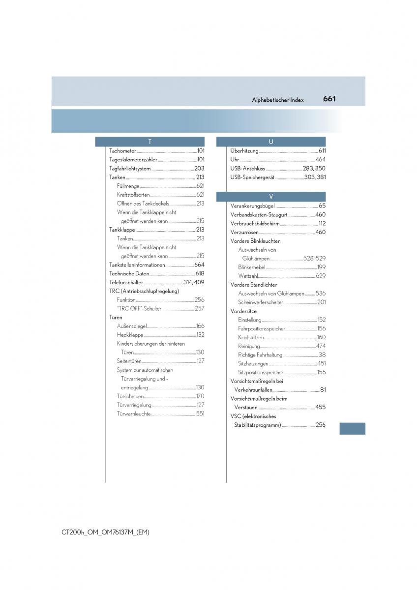 Lexus CT200h Handbuch / page 661