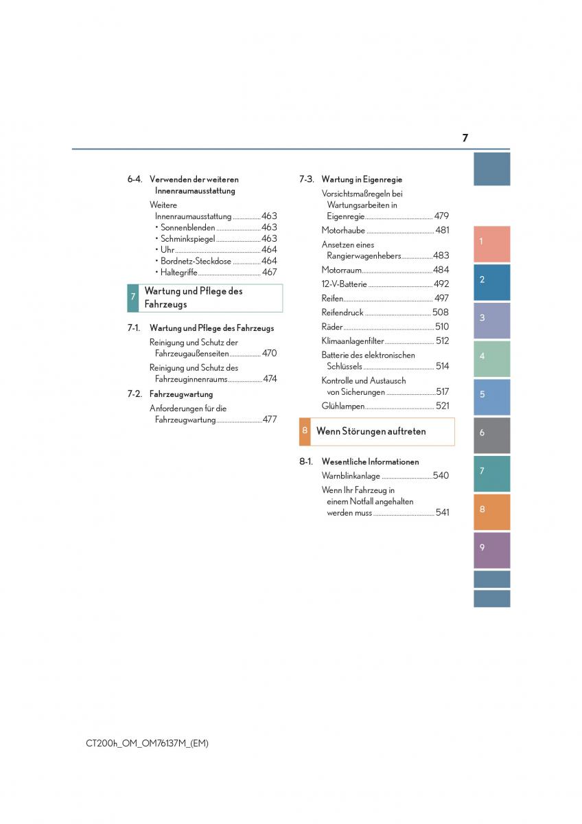Lexus CT200h Handbuch / page 7