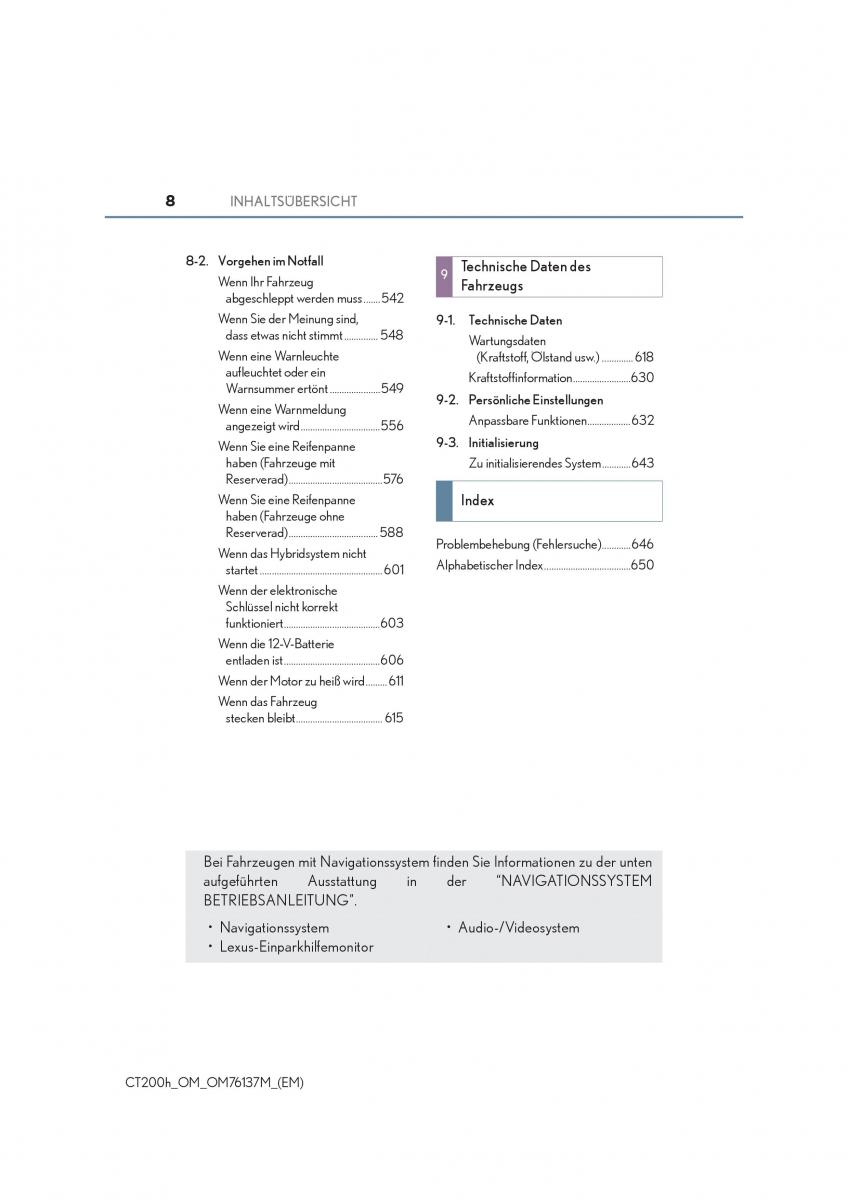 Lexus CT200h Handbuch / page 8