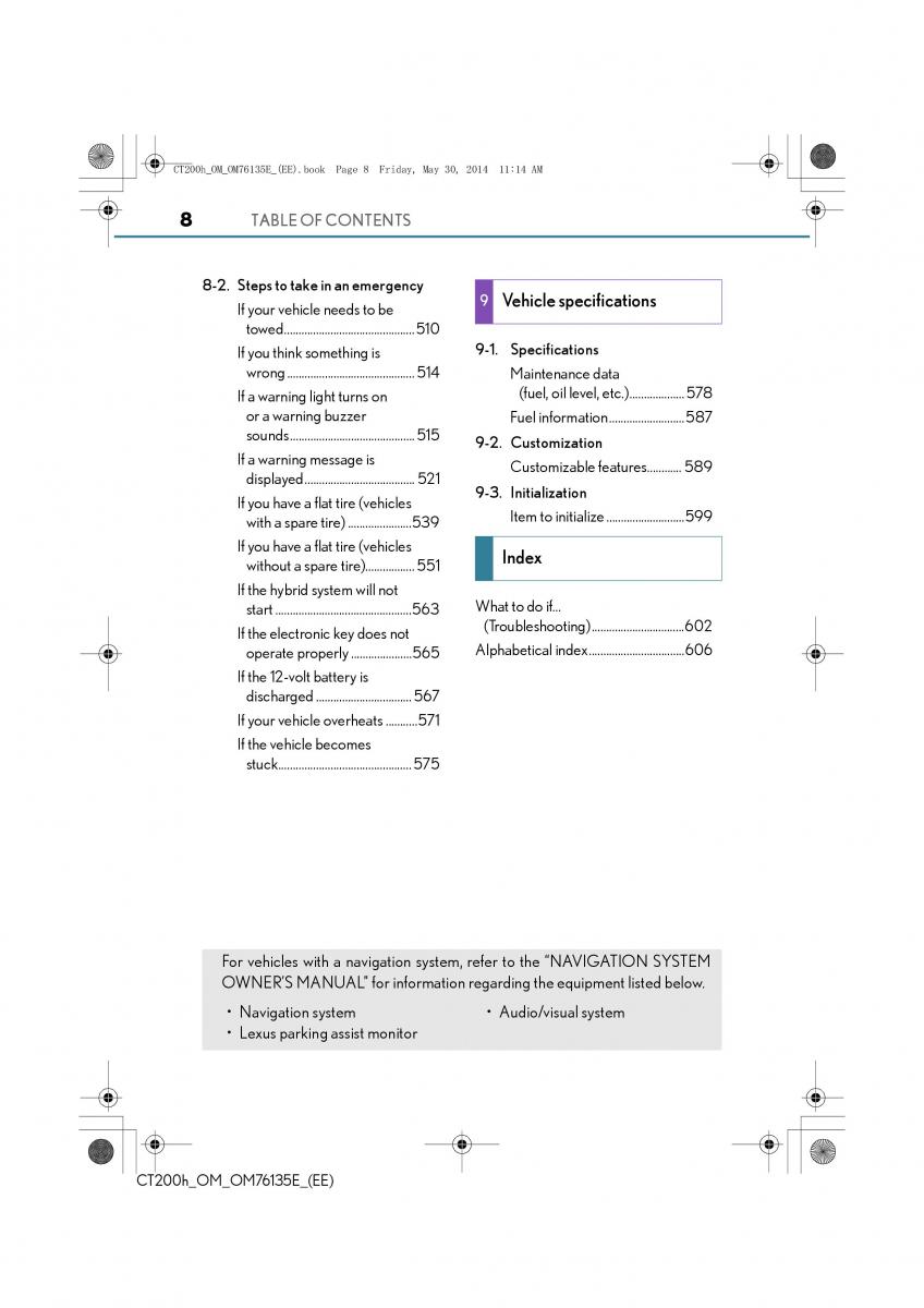 manual  Lexus CT200h owners manual / page 8