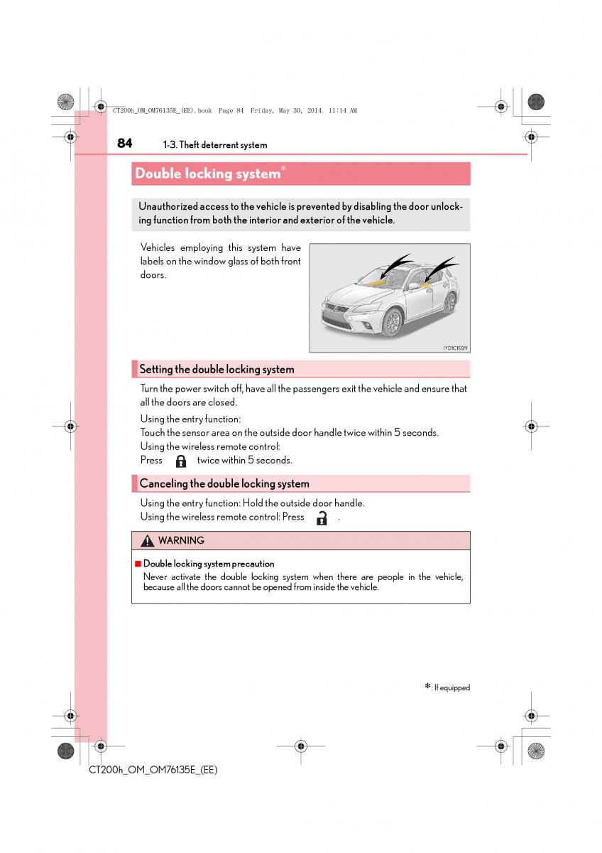 Lexus CT200h owners manual / page 84