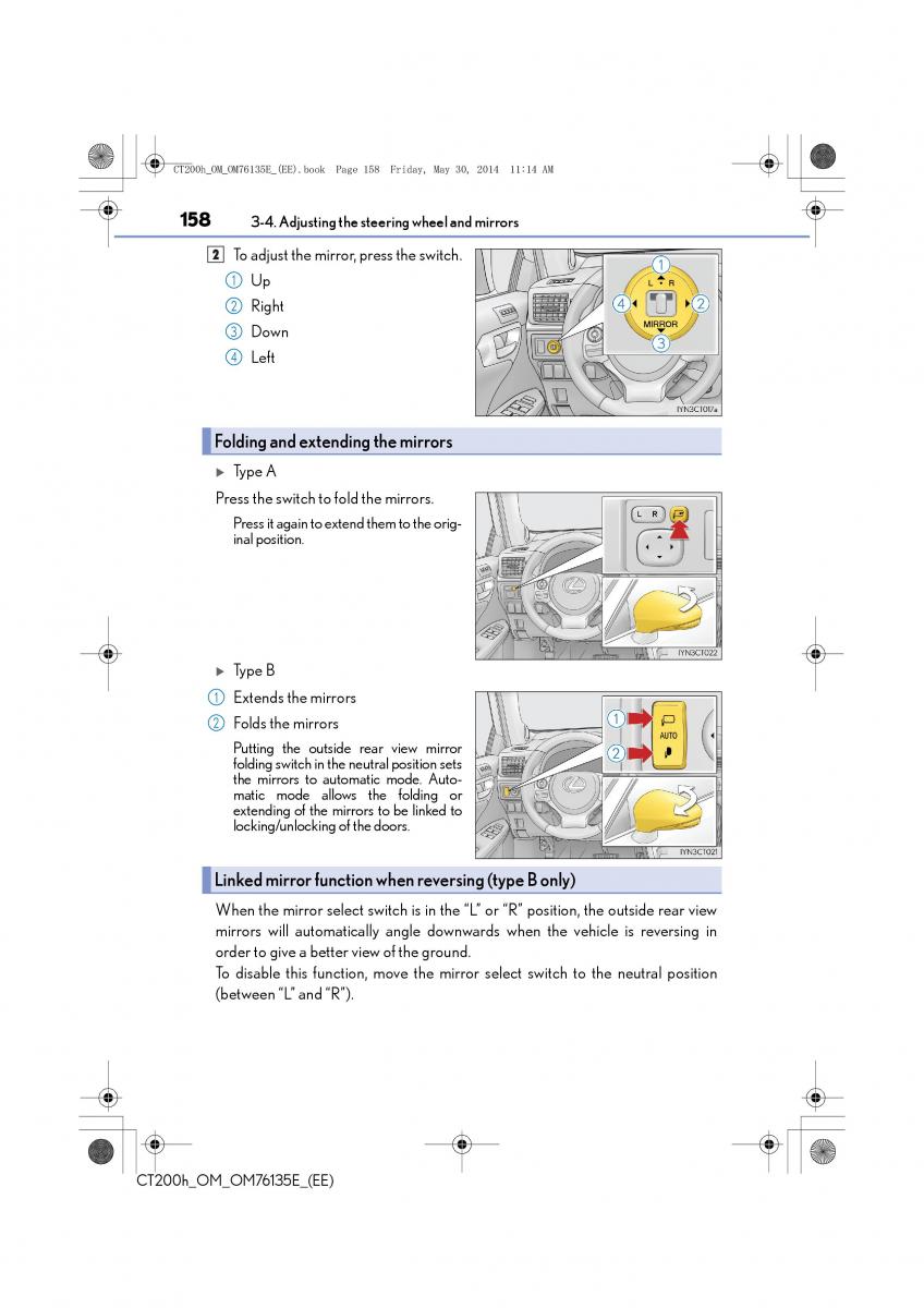 Lexus CT200h owners manual / page 158