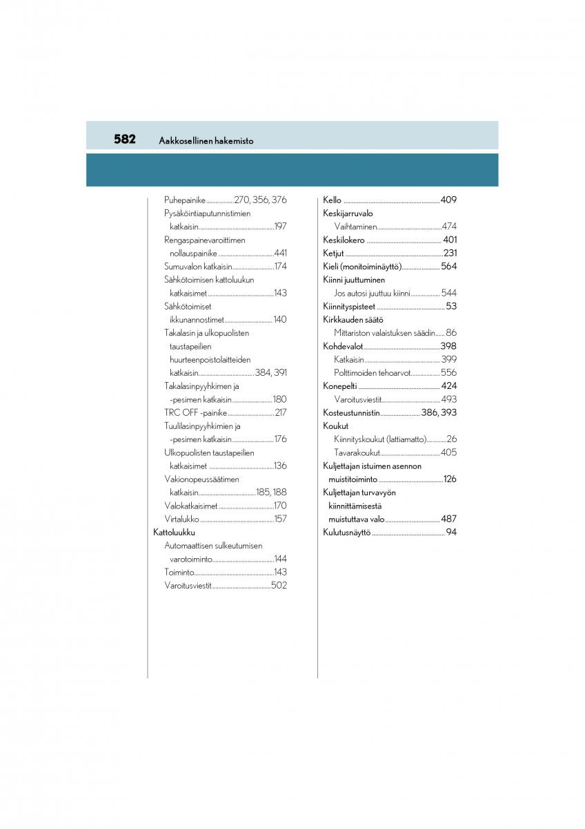 manual  Lexus CT200h omistajan kasikirja / page 582