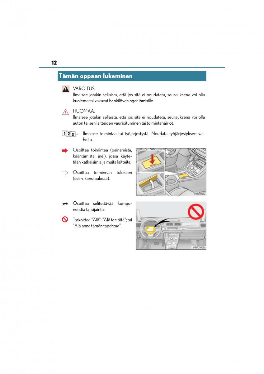 manual  Lexus CT200h omistajan kasikirja / page 12