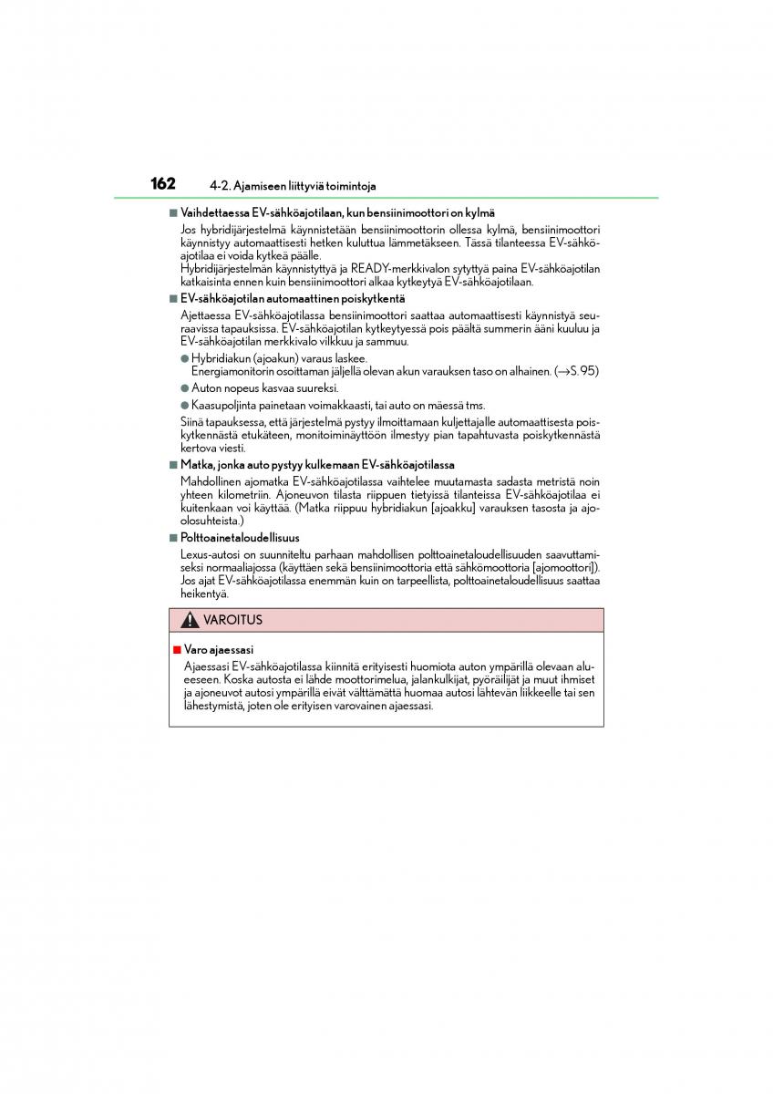 Lexus CT200h omistajan kasikirja / page 162