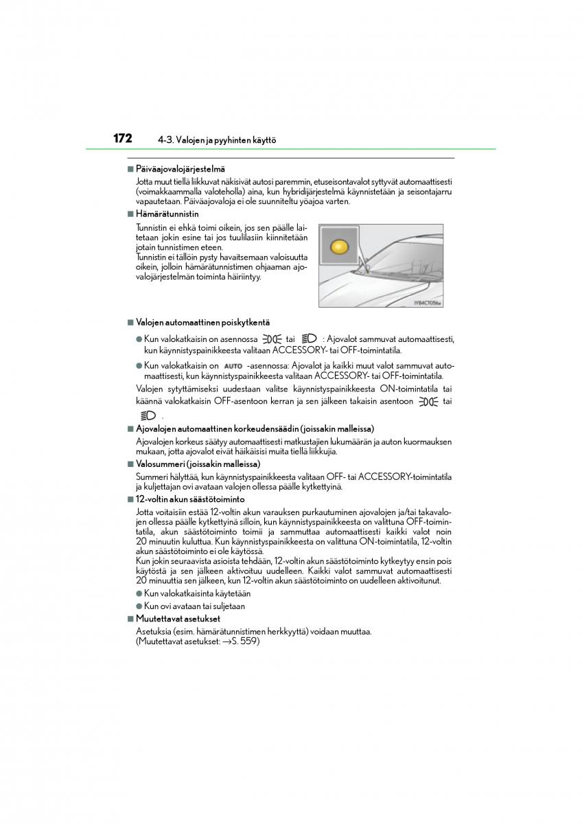 Lexus CT200h omistajan kasikirja / page 172
