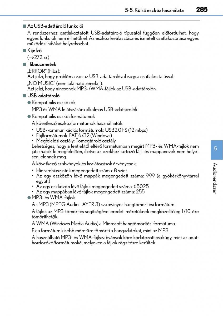 Lexus CT200h Kezelesi utmutato / page 285