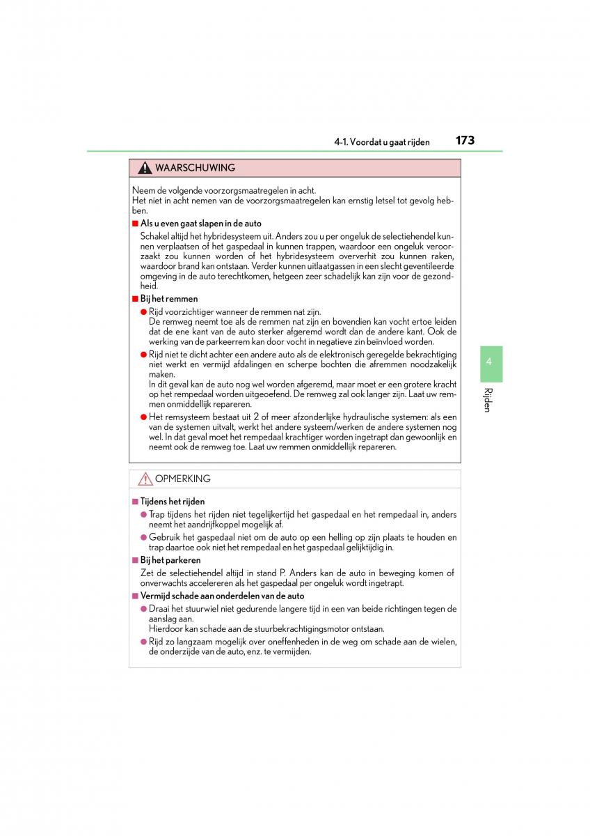 Lexus CT200h handleiding / page 173