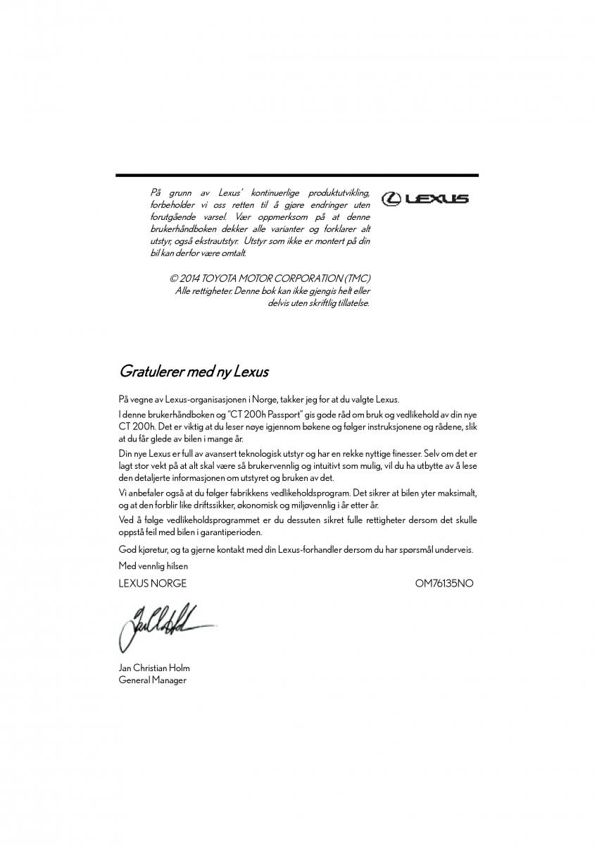 manual  Lexus CT200h bruksanvisningen / page 1