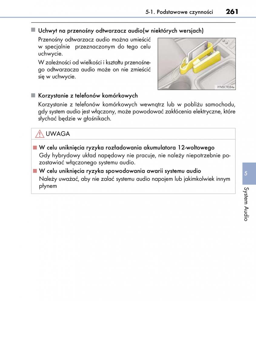 Lexus CT200h instrukcja obslugi / page 261