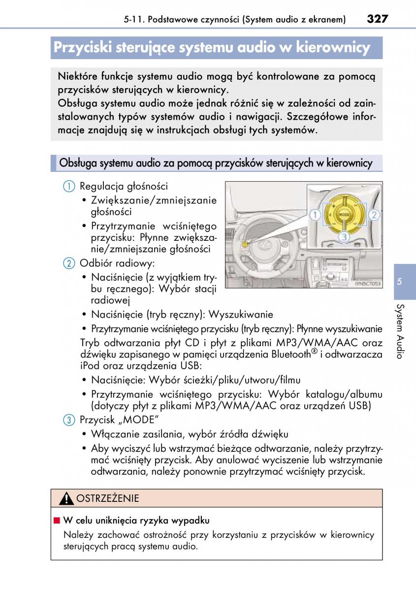 Lexus CT200h instrukcja obslugi / page 327