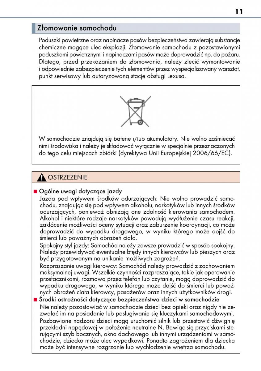 Lexus CT200h instrukcja obslugi / page 11
