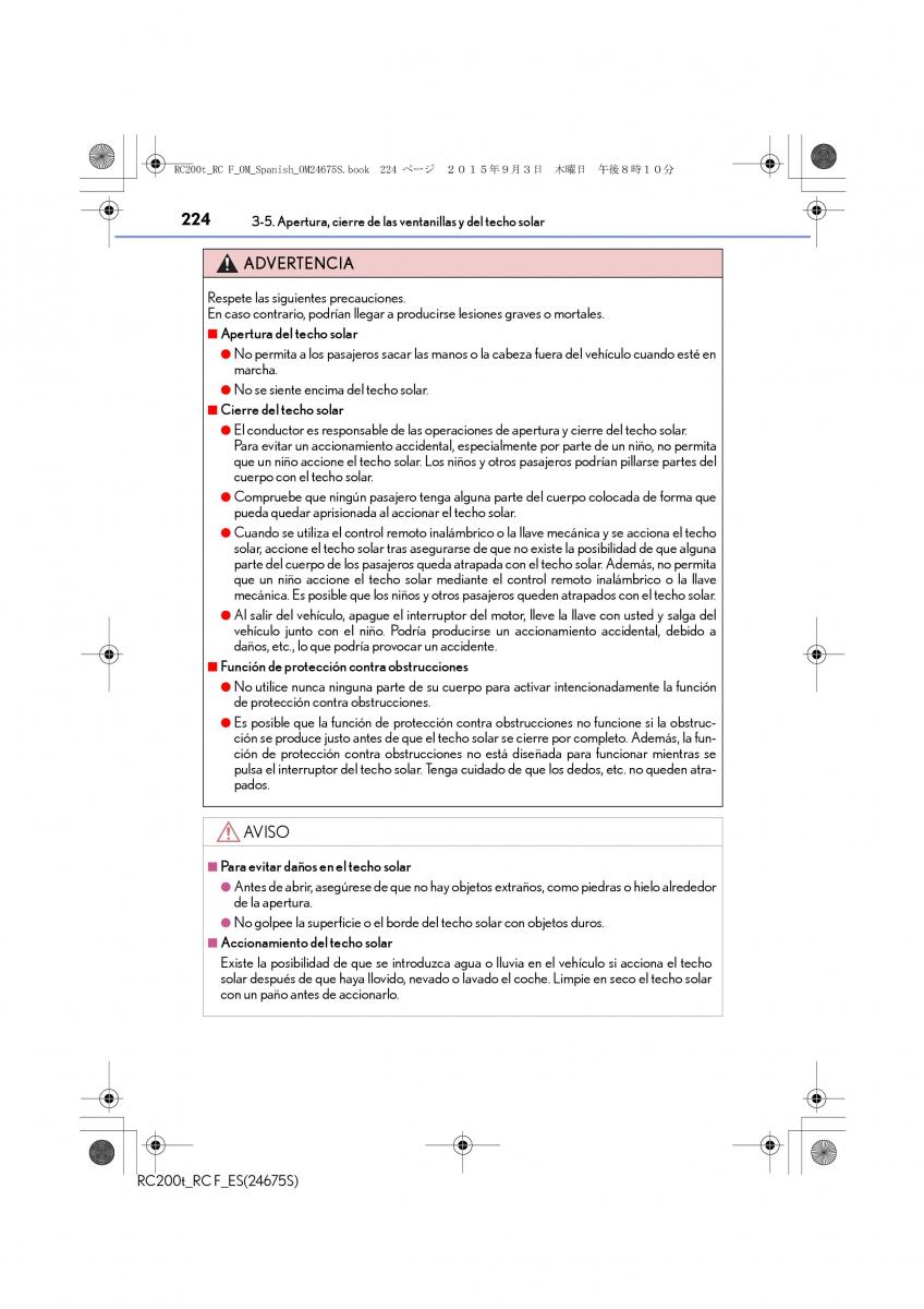 Lexus RC manual del propietario / page 224