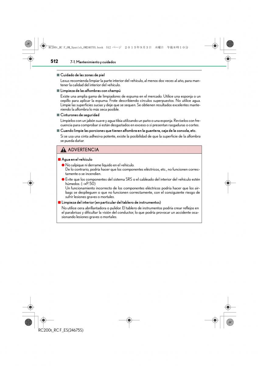 Lexus RC manual del propietario / page 512