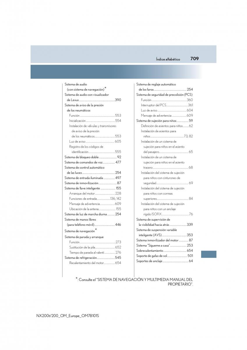 Lexus NX manual del propietario / page 709