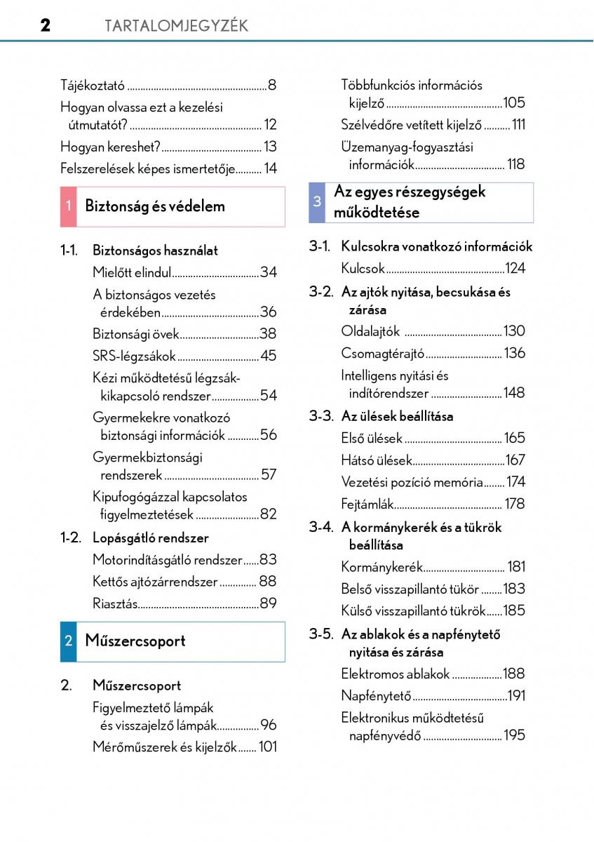 Lexus NX Kezelesi utmutato / page 2