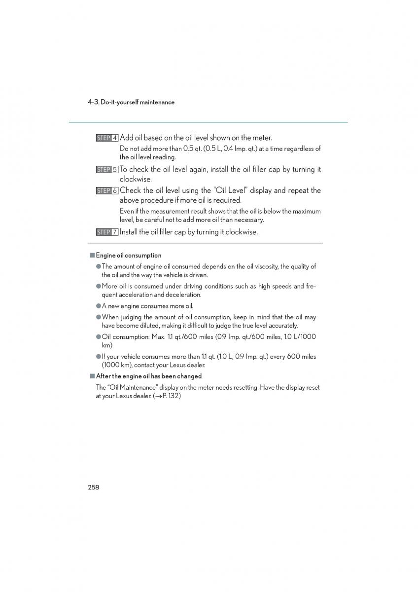 Lexus LFA owners manual / page 262