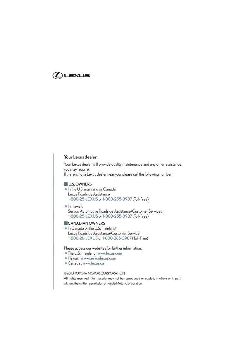 Lexus LFA owners manual / page 4