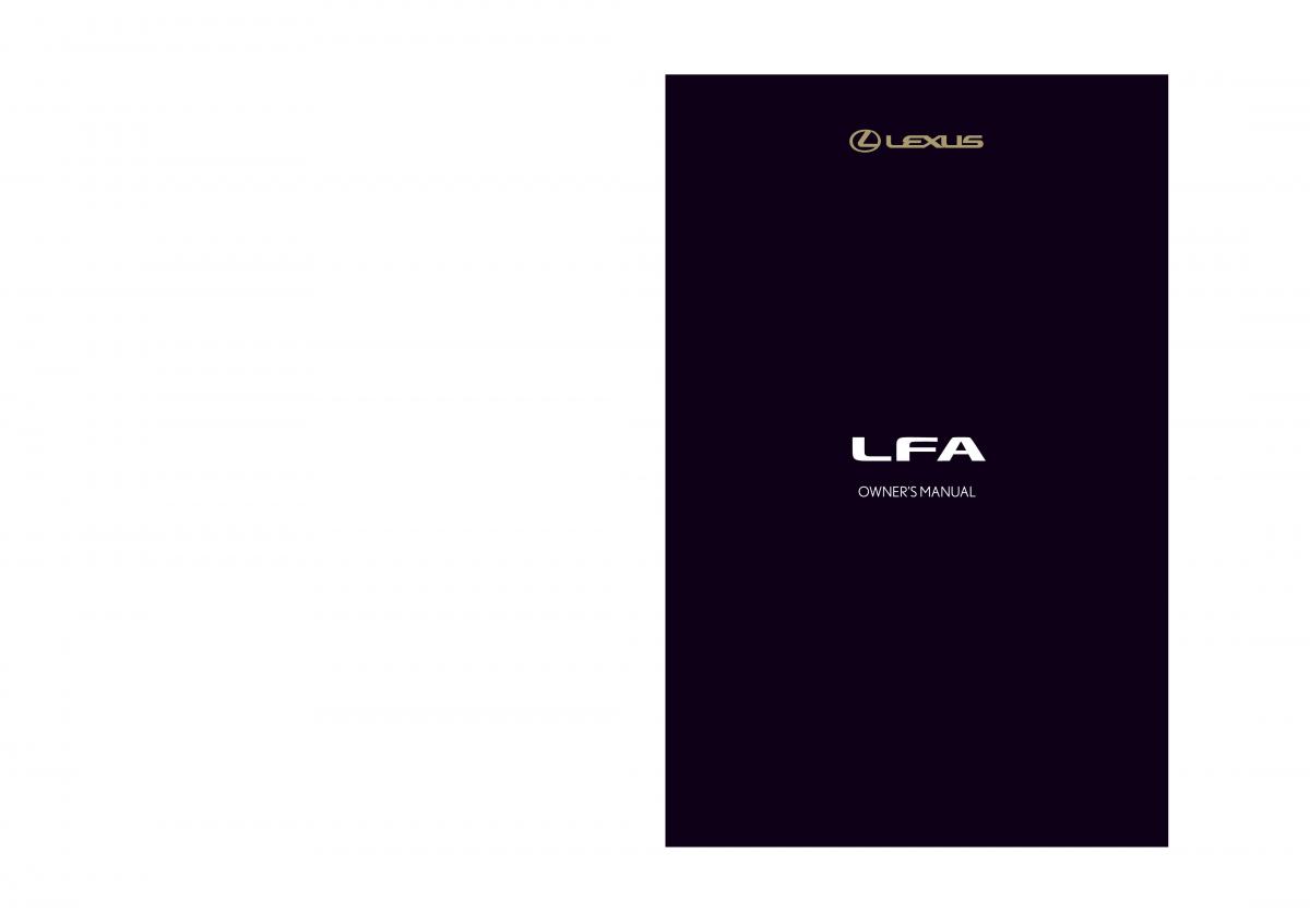 Lexus LFA owners manual / page 1