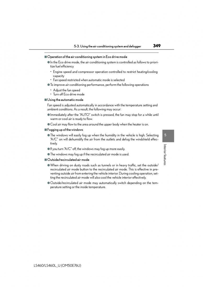 Lexus LS460 IV 4 owners manual / page 349