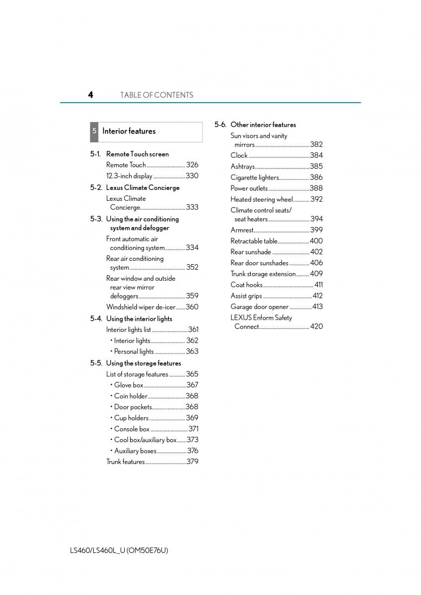 Lexus LS460 IV 4 owners manual / page 4