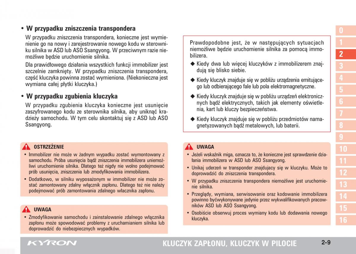 SsangYong Kyron instrukcja obslugi / page 34