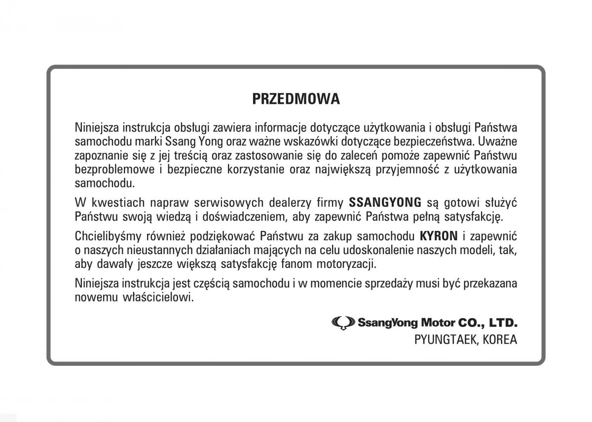 manual  SsangYong Kyron instrukcja / page 1