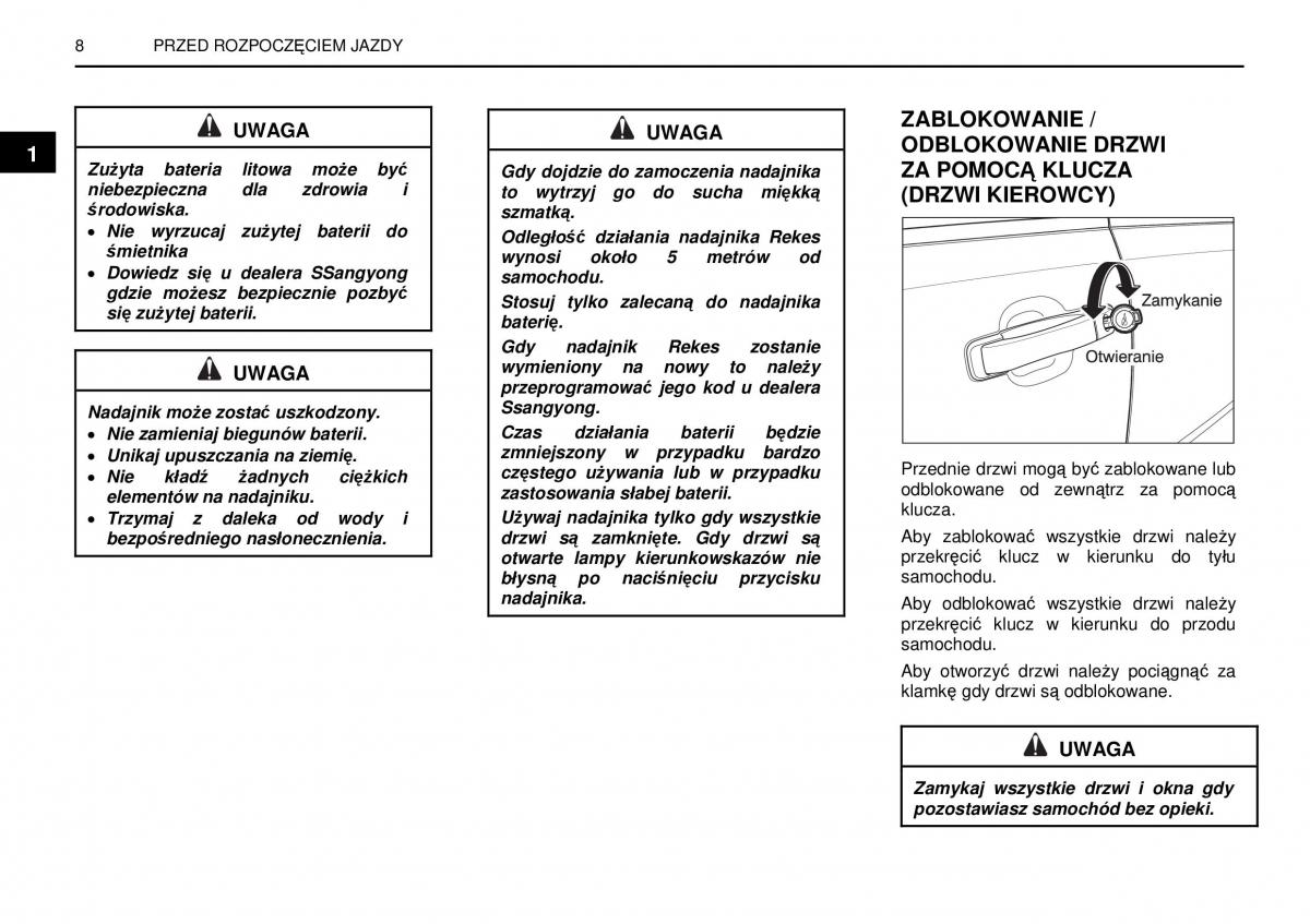 manual  SsangYong Rexton I 1 instrukcja / page 8
