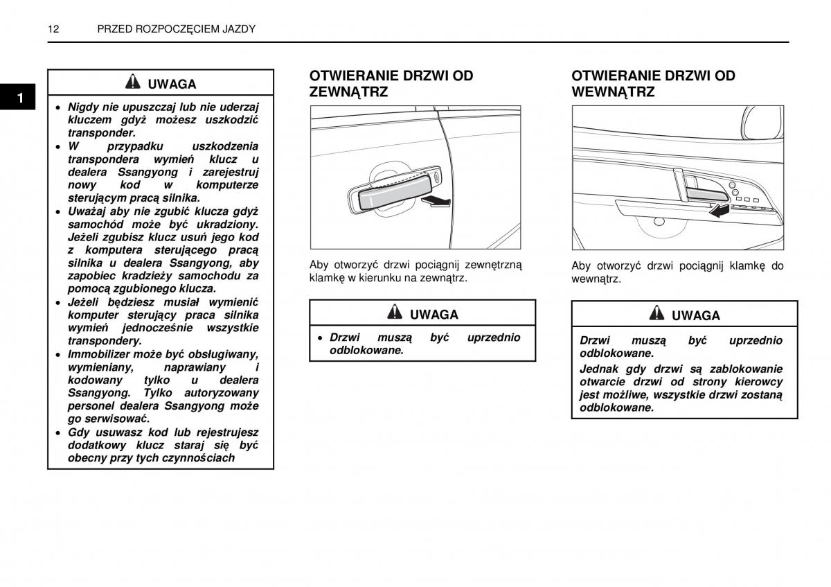 manual  SsangYong Rexton I 1 instrukcja / page 12