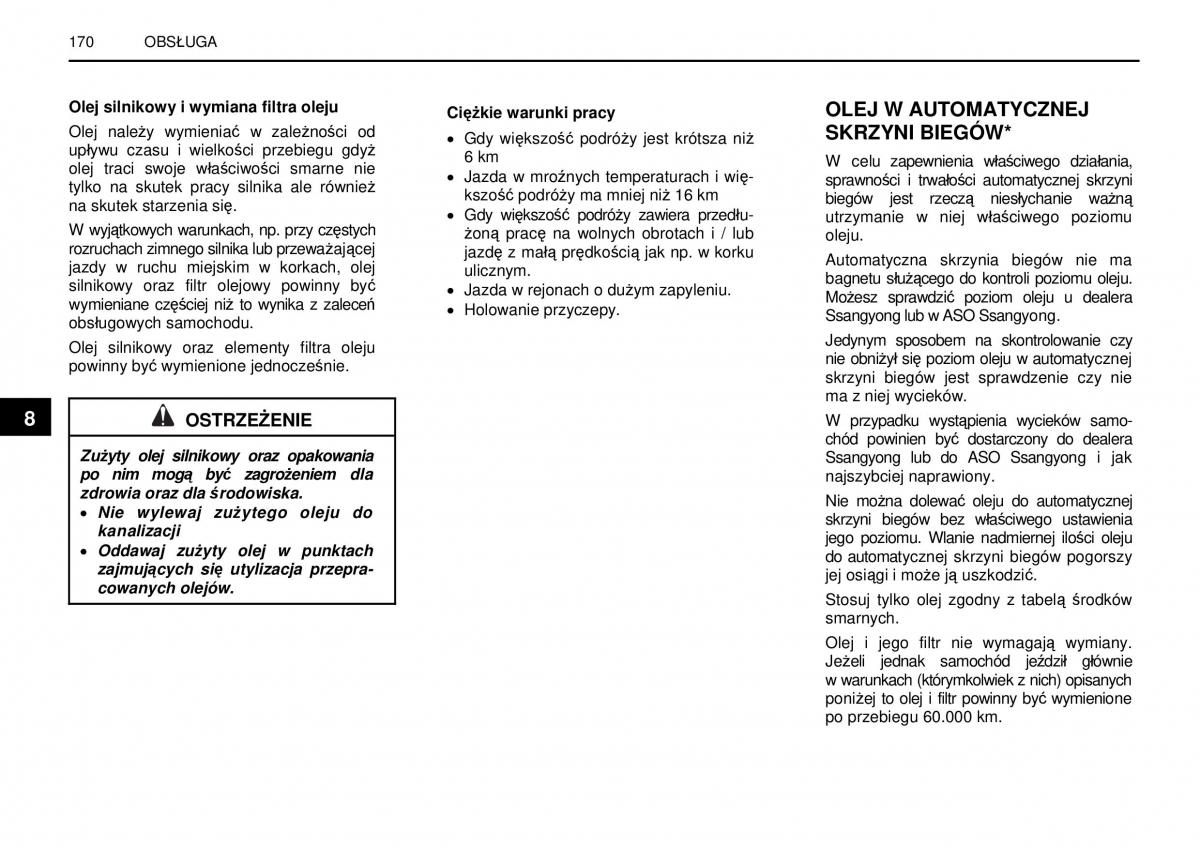 SsangYong Rexton I 1 instrukcja obslugi / page 170